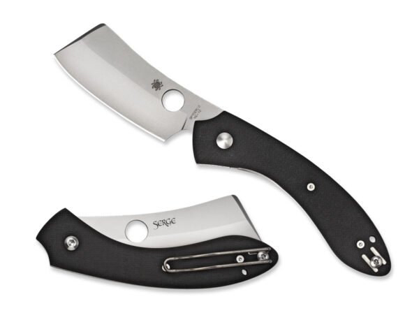 Spyderco C177GP ROC  3.07" Folding Cleaver Plain Matte Gray VG-10 SS Blade Black G10 Handle Includes Pocket Clip