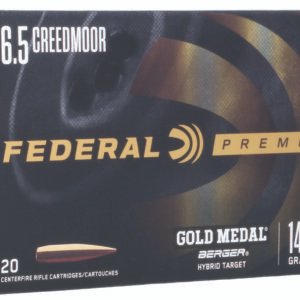 Federal GM65CRDBH2 Premium Gold Medal 6.5Creedmoor 140gr Berger Hybrid Target 20 Per Box/10 Case