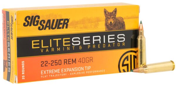 Sig Sauer E225VP4020 Elite Varmint & Predator 22-250Rem 40gr Extreme Expansion Tip 20 Per Box/10 Case