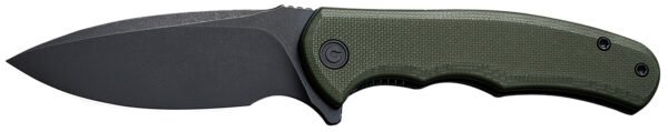 Civivi Knives C18026C-1 Praxis  Mini 2.98" Folding Drop Point Plain Black Stonewashed D2 Steel Blade, OD Green Textured G10 Handle