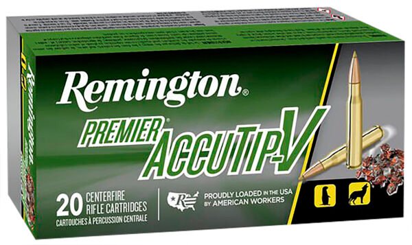 Remington Ammunition 29174 Premier Accutip-V 222Rem 50gr AccuTip V Boat Tail 20 Per Box/10 Case