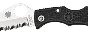 Spyderco LBKS3 Ladybug 3  1.94" Folding Modified Clip Point Serrated VG-10 SS Blade Black FRN Handle