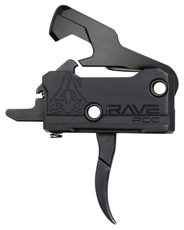 Rise Armament T017PCCBLK Rave Pistol Caliber Carbine Single-Stage Curved Trigger with 3.50 lbs Draw Weight & Black Nitride Finish for AR-Platform