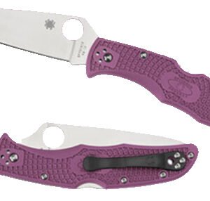 Spyderco C10FPPR Endura 4 Lightweight 3.75" Folding Clip Point Plain VG-10 SS Blade Purple Bi-Directional Texturing FRN Handle Includes Pocket Clip