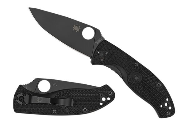 Spyderco C122PBBK Tenacious Lightweight 3.39" Folding Plain Black Oxide 8Cr13MoV SS Blade/Black Bi-Directional Texturing FRN Handle Includes Pocket Clip
